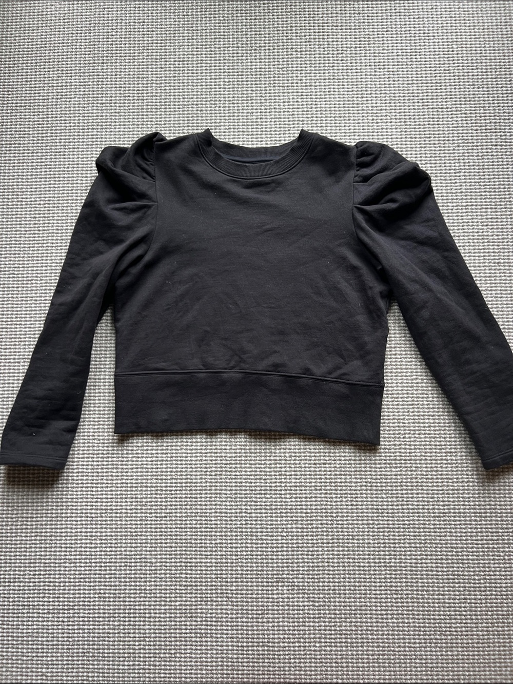 Sold Out NYC Puff Shoulder Black Crewneck Sweatshirt